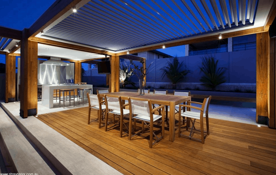 opening roof patio outdoor kitchen