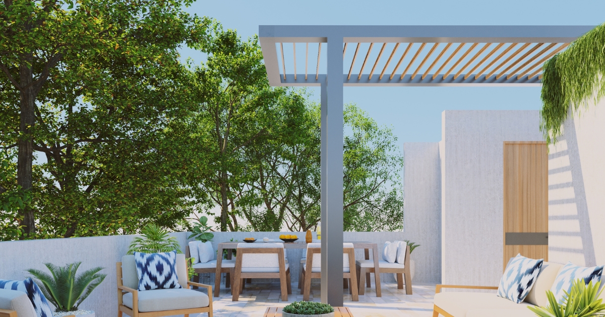 Sustainable furniture and decor for patios and pergolas
