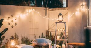 Warm white lighting on outdoor space