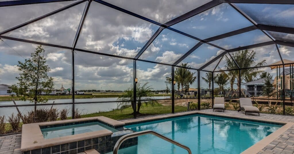 House pool with pool enclosure