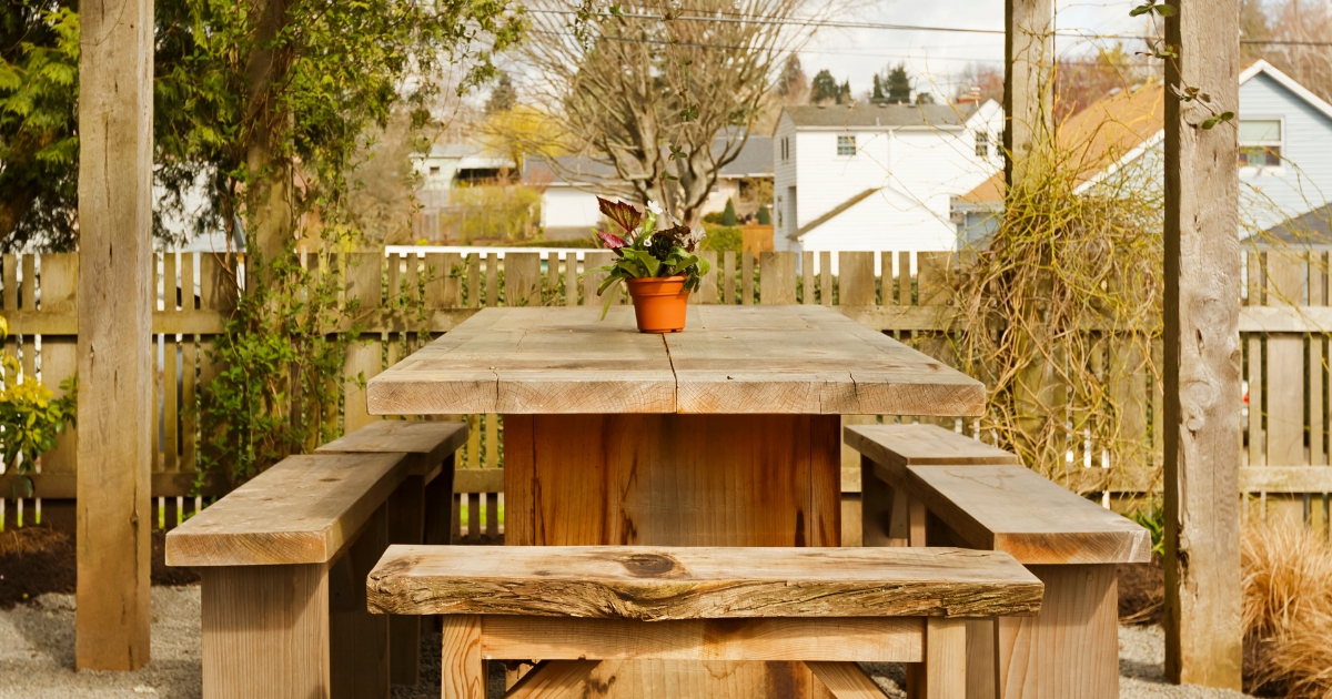 Wooden outdoor dining table